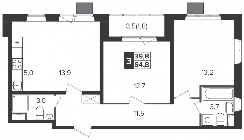 4-комнатная квартира в ЖК Событие на 39 этаже в 1 секции. Сдача в 3 кв. 2025 г.