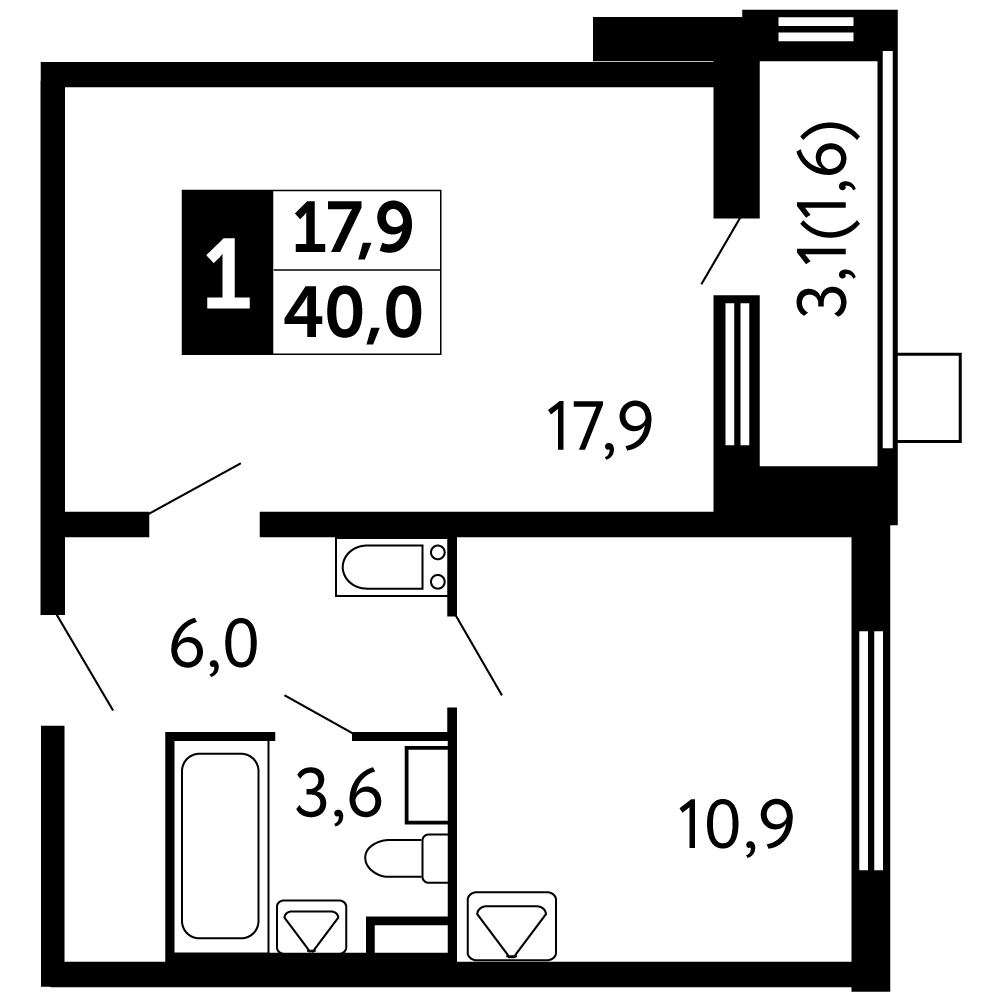1-комнатная квартира с отделкой в Клубный Дом Mon Cher на 3 этаже в 1 секции. Дом сдан.