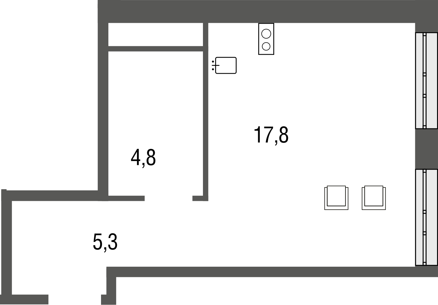 2-комнатная квартира с отделкой в ЖК Полярная 25 на 26 этаже в 1 секции. Сдача в 3 кв. 2023 г.