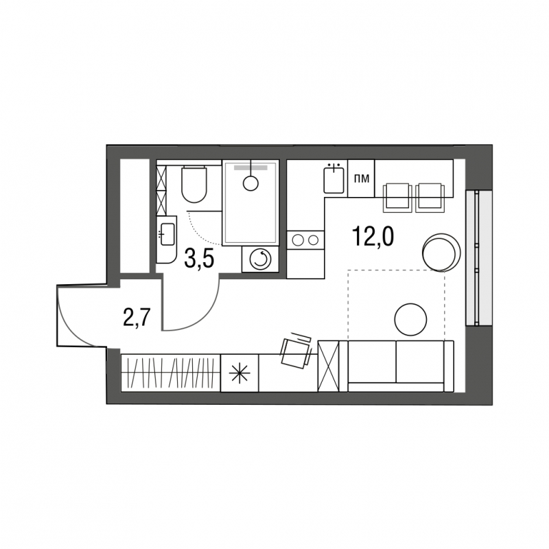 2-комнатная квартира с отделкой в ЖК Полярная 25 на 28 этаже в 7 секции. Сдача в 1 кв. 2024 г.