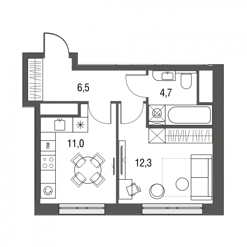 1-комнатная квартира с отделкой в ЖК Полярная 25 на 27 этаже в 7 секции. Сдача в 1 кв. 2024 г.