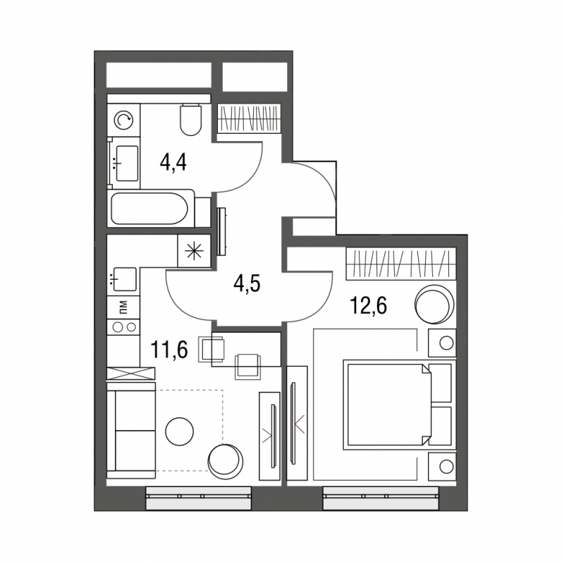 3-комнатная квартира в ЖК Сиреневый Парк на 2 этаже в 7 секции. Сдача в 1 кв. 2024 г.