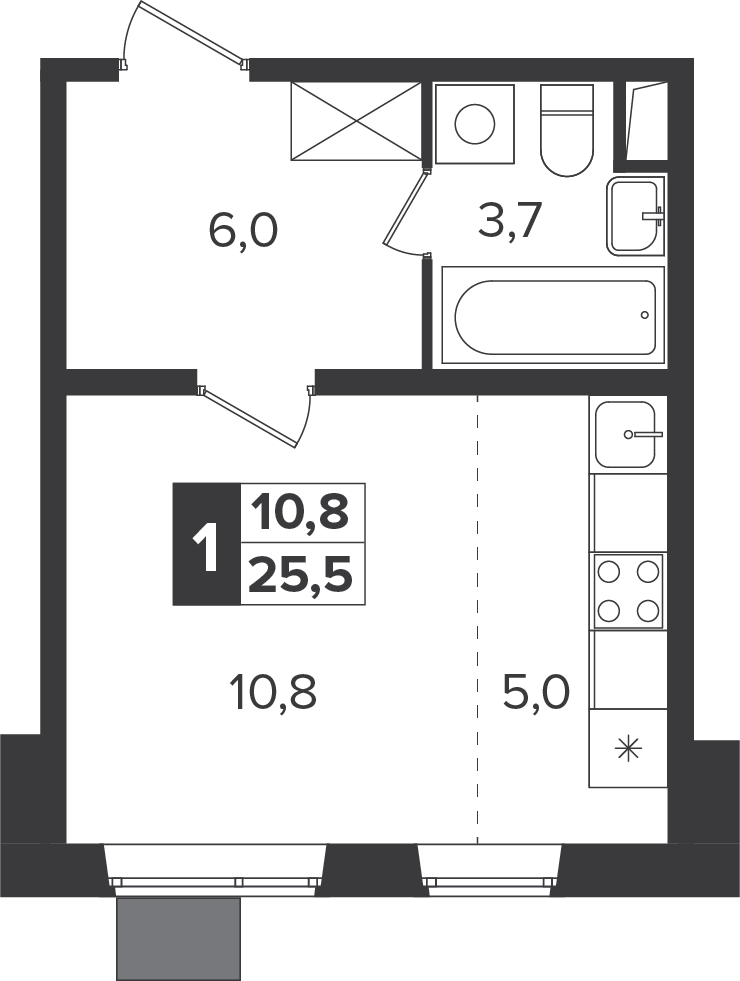 1-комнатная квартира с отделкой в ЖК Полярная 25 на 33 этаже в 1 секции. Сдача в 3 кв. 2023 г.