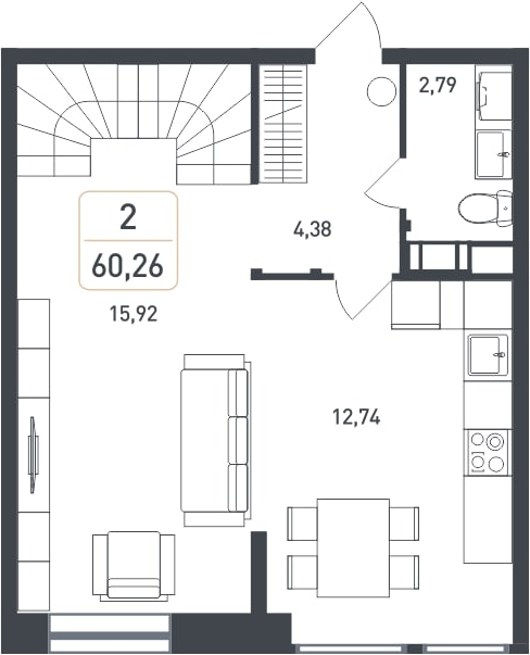 1-комнатная квартира (Студия) в ЖК Сиреневый Парк на 16 этаже в 4 секции. Сдача в 1 кв. 2024 г.