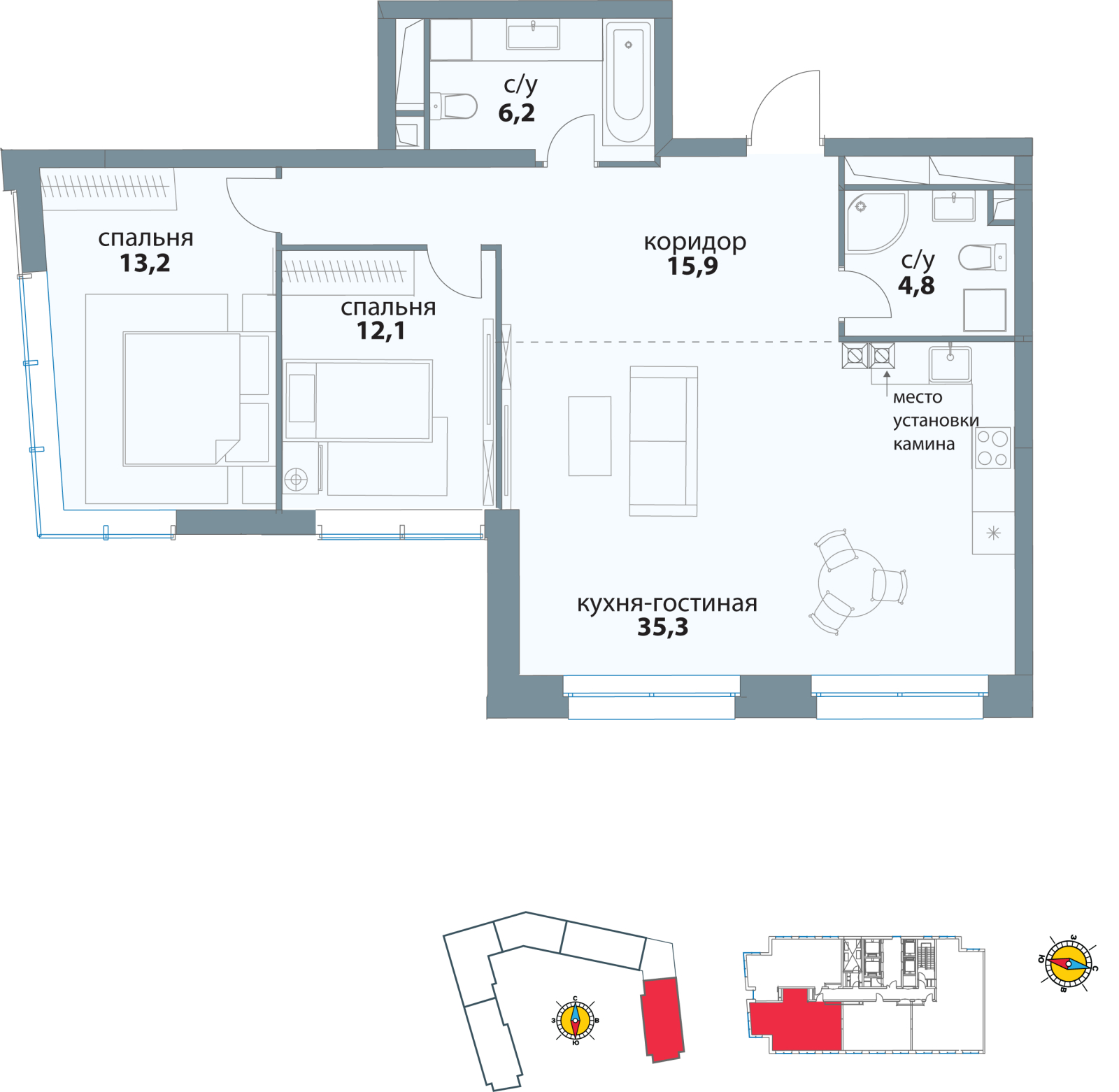 1-комнатная квартира (Студия) с отделкой в ЖК Сиреневый Парк на 13 этаже в 9 секции. Сдача в 1 кв. 2024 г.