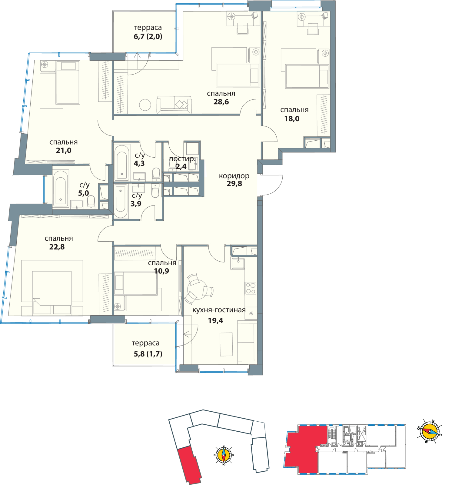 1-комнатная квартира в ЖК Сиреневый Парк на 22 этаже в 1 секции. Сдача в 1 кв. 2024 г.