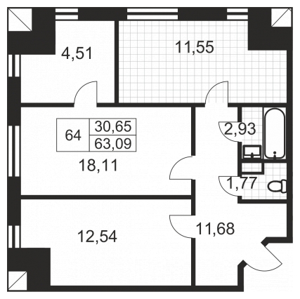 3-комнатная квартира в ЖК Сиреневый Парк на 15 этаже в 7 секции. Сдача в 1 кв. 2024 г.