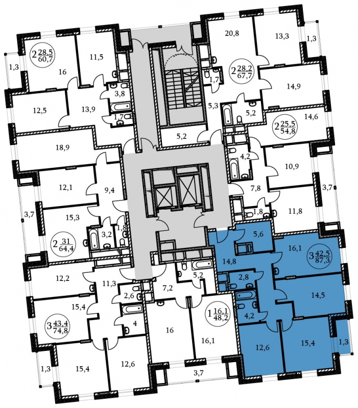 3-комнатная квартира с отделкой в ЖК Сиреневый Парк на 20 этаже в 9 секции. Сдача в 1 кв. 2024 г.