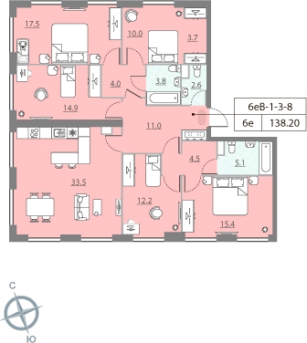 3-комнатная квартира с отделкой в ЖК ЗИЛАРТ на 5 этаже в 1 секции. Сдача в 4 кв. 2023 г.