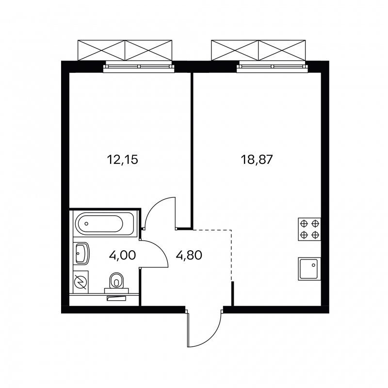 1-комнатная квартира в ЖК Южная Битца на 3 этаже в 13 секции. Сдача в 2 кв. 2021 г.