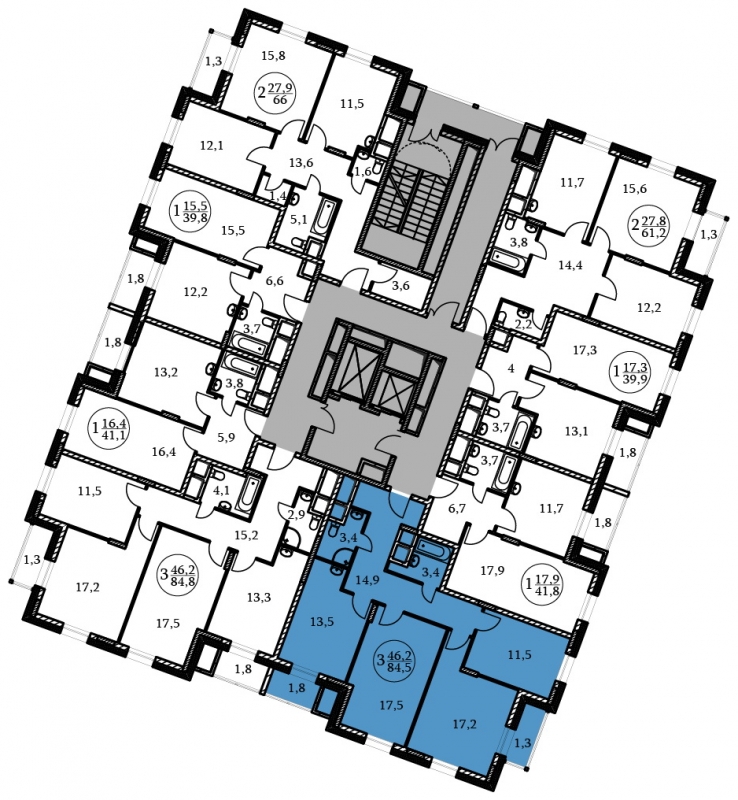 2-комнатная квартира в ЖК Сиреневый Парк на 9 этаже в 5 секции. Сдача в 1 кв. 2024 г.