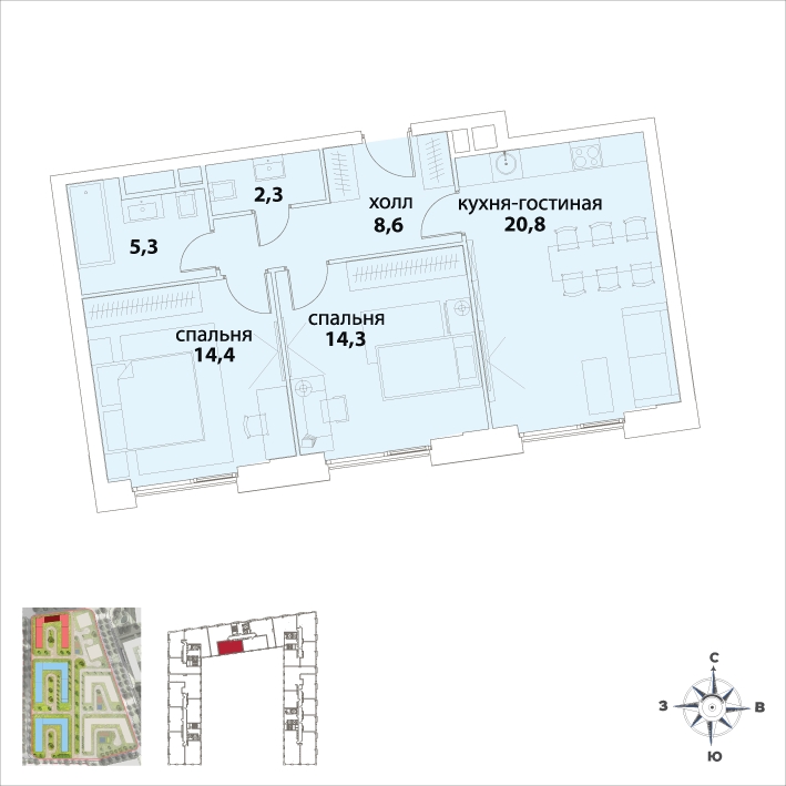 1-комнатная квартира в ЖК Отрадный на 18 этаже в 1 секции. Сдача в 1 кв. 2024 г.
