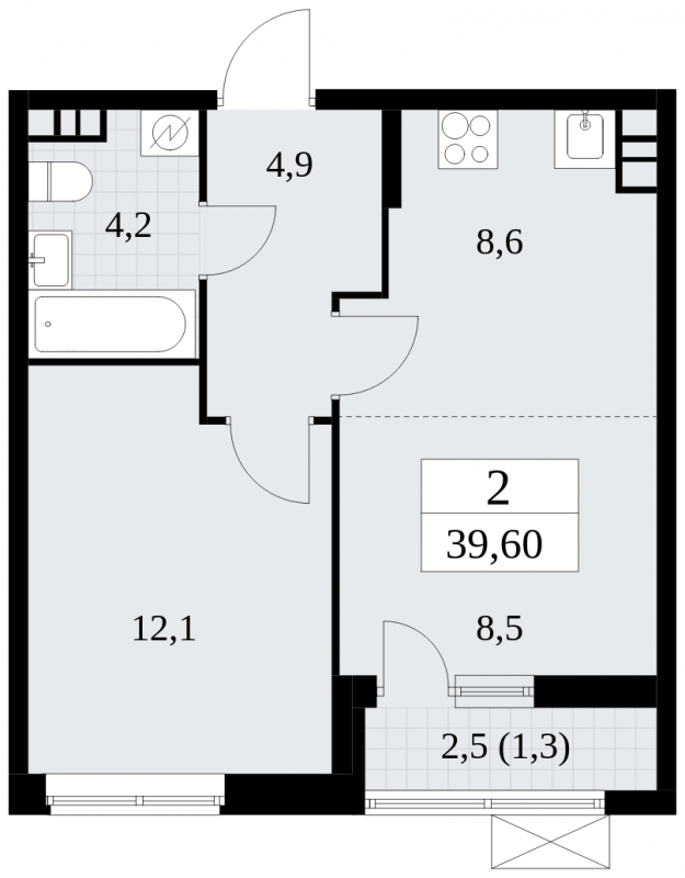 1-комнатная квартира (Студия) с отделкой в ЖК Жилой район ALIA на 2 этаже в 1 секции. Сдача в 1 кв. 2022 г.