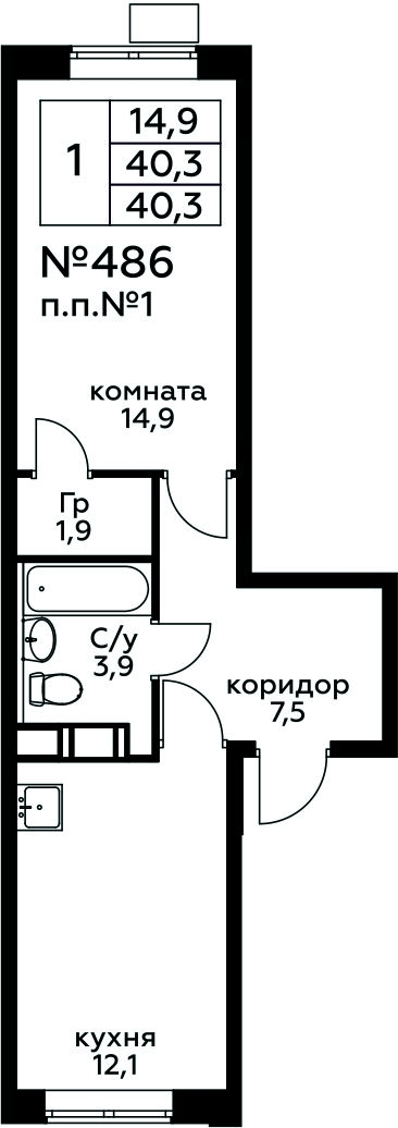 2-комнатная квартира в ЖК Сиреневый Парк на 10 этаже в 4 секции. Сдача в 1 кв. 2024 г.