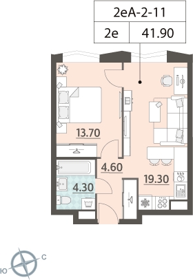1-комнатная квартира с отделкой в ЖК Петра Алексеева, 12А на 5 этаже в 1 секции. Дом сдан.
