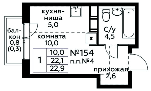 1-комнатная квартира с отделкой в ЖК Жилой район ALIA на 11 этаже в 1 секции. Сдача в 1 кв. 2022 г.