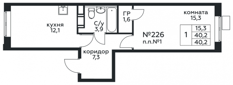 1-комнатная квартира (Студия) в ЖК Сиреневый Парк на 20 этаже в 3 секции. Сдача в 1 кв. 2024 г.