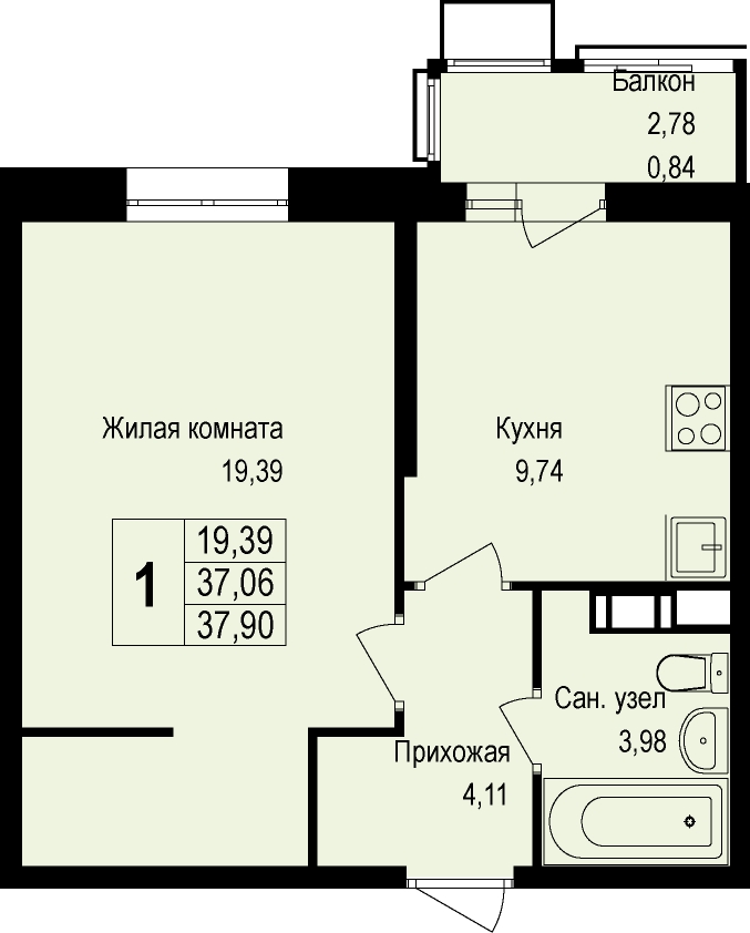 2-комнатная квартира с отделкой в ЖК Цветочные Поляны на 7 этаже в 4 секции. Сдача в 3 кв. 2024 г.