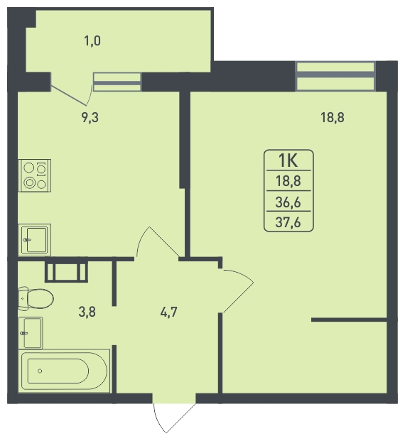 1-комнатная квартира с отделкой в ЖК Цветочные Поляны на 7 этаже в 5 секции. Сдача в 1 кв. 2025 г.