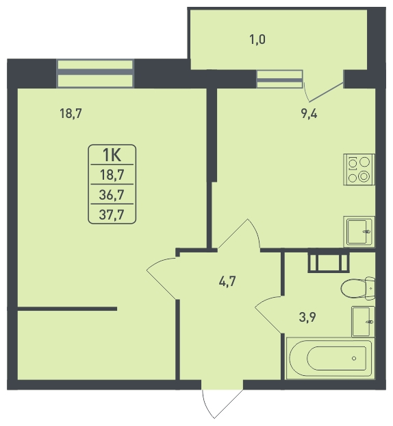 1-комнатная квартира (Студия) в ЖК Событие на 29 этаже в 2 секции. Сдача в 1 кв. 2025 г.