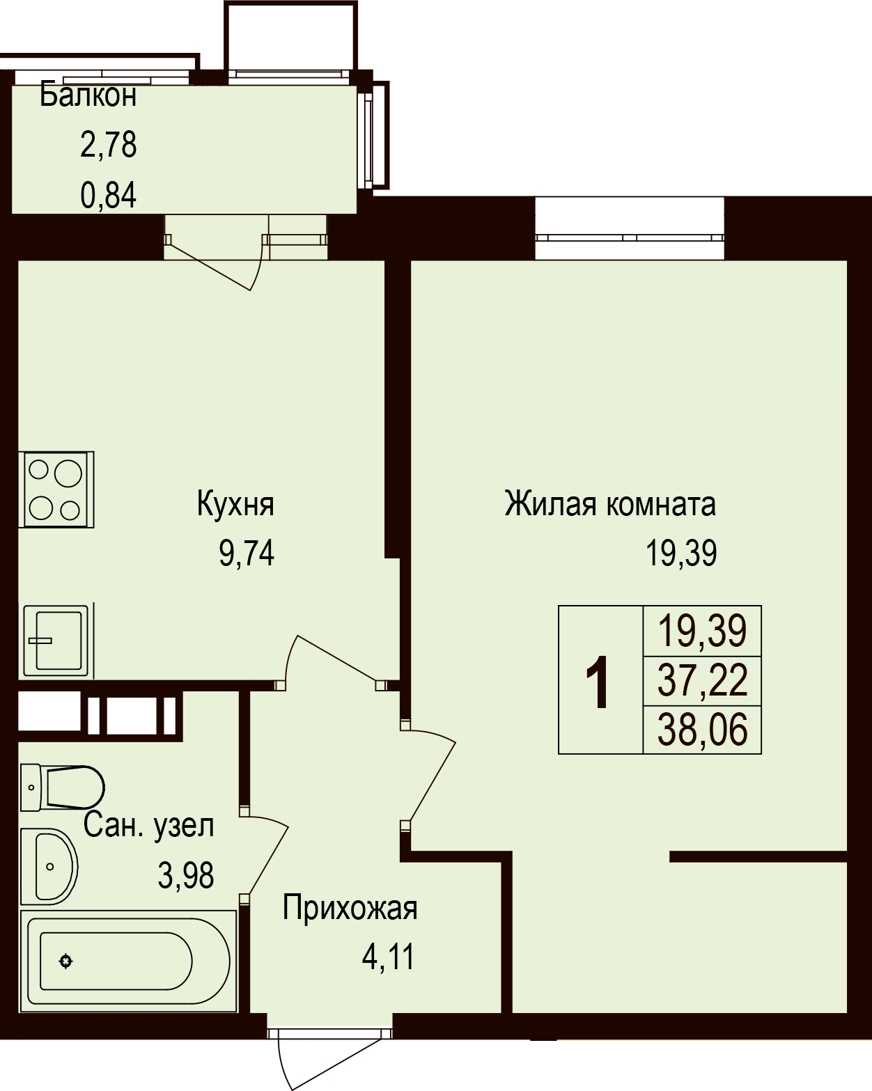 2-комнатная квартира с отделкой в ЖК Жилой район ALIA на 3 этаже в 1 секции. Сдача в 1 кв. 2022 г.
