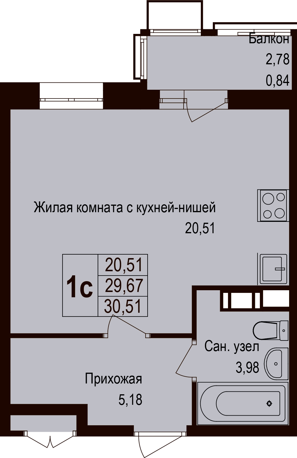 1-комнатная квартира с отделкой в ЖК Цветочные Поляны на 5 этаже в 5 секции. Сдача в 1 кв. 2025 г.