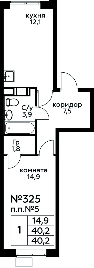 1-комнатная квартира в ЖК Событие на 24 этаже в 1 секции. Сдача в 4 кв. 2024 г.