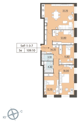 2-комнатная квартира в ЖК ЗИЛАРТ на 15 этаже в 1 секции. Сдача в 2 кв. 2023 г.