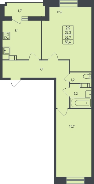 3-комнатная квартира в ЖК Событие на 2 этаже в 1 секции. Сдача в 3 кв. 2025 г.