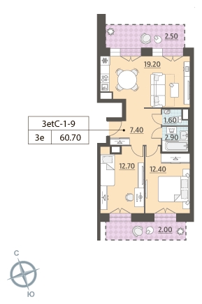 3-комнатная квартира в ЖК ЗИЛАРТ на 6 этаже в 1 секции. Сдача в 4 кв. 2023 г.