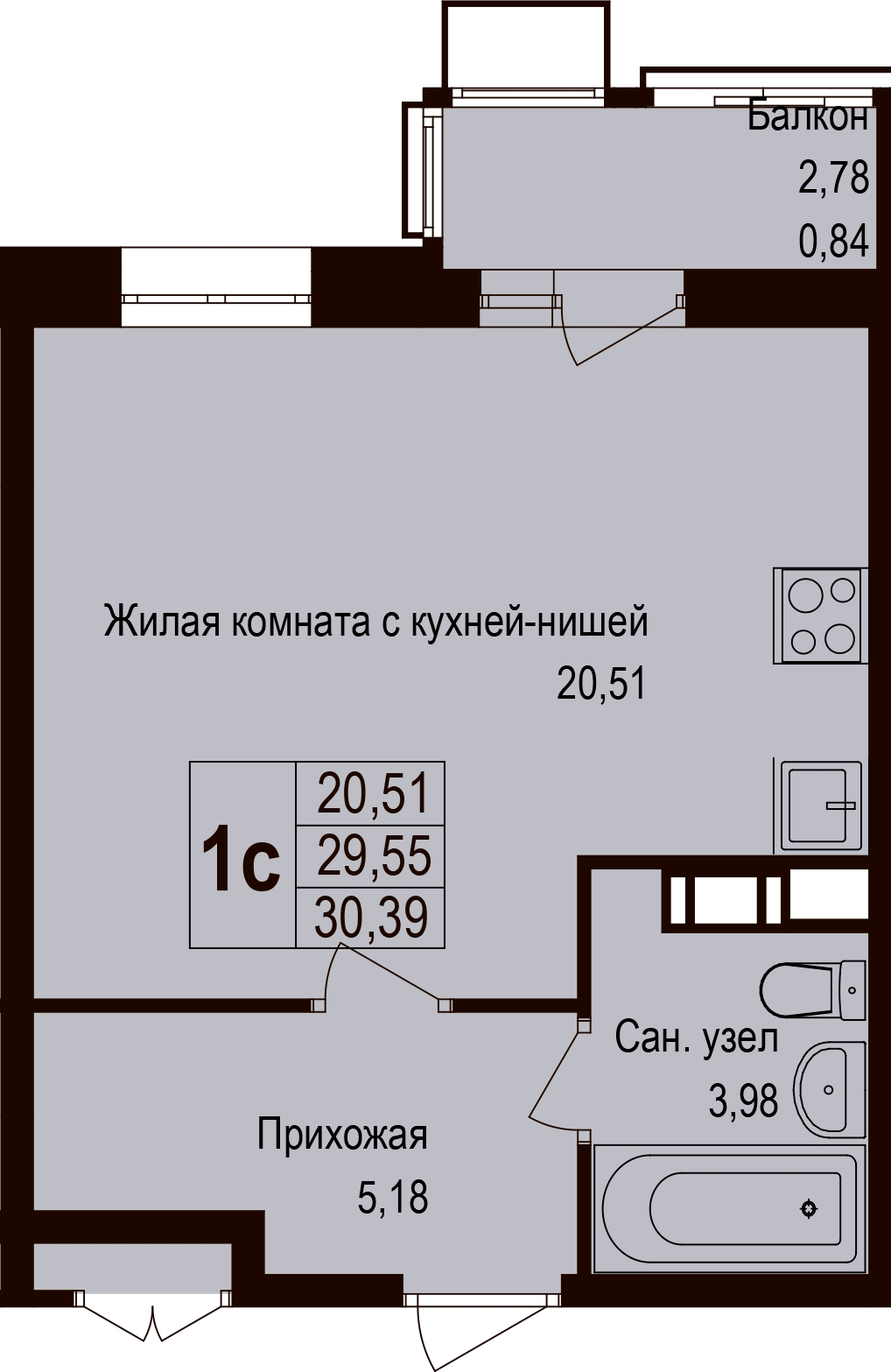 2-комнатная квартира в ЖК Город Счастья на 12 этаже в 1 секции. Сдача в 2 кв. 2019 г.