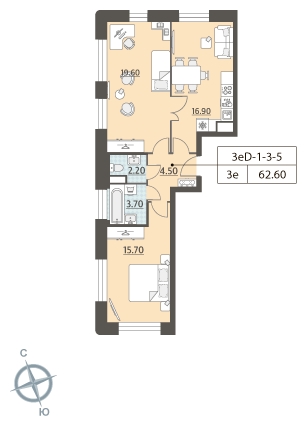 1-комнатная квартира (Студия) с отделкой в ЖК Новые Ватутинки. Центральный на 7 этаже в 5 секции. Сдача в 1 кв. 2024 г.