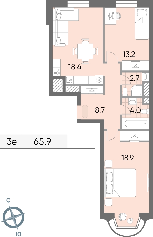 1-комнатная квартира с отделкой в ЖК Резиденции композиторов на 3 этаже в 1 секции. Дом сдан.