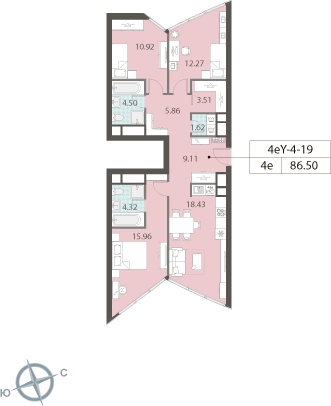 2-комнатная квартира в ЖК ЗИЛАРТ на 36 этаже в 1 секции. Сдача в 2 кв. 2022 г.