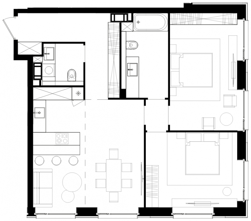 2-комнатная квартира в ЖК Южное Бунино на 14 этаже в 3 секции. Сдача в 3 кв. 2023 г.