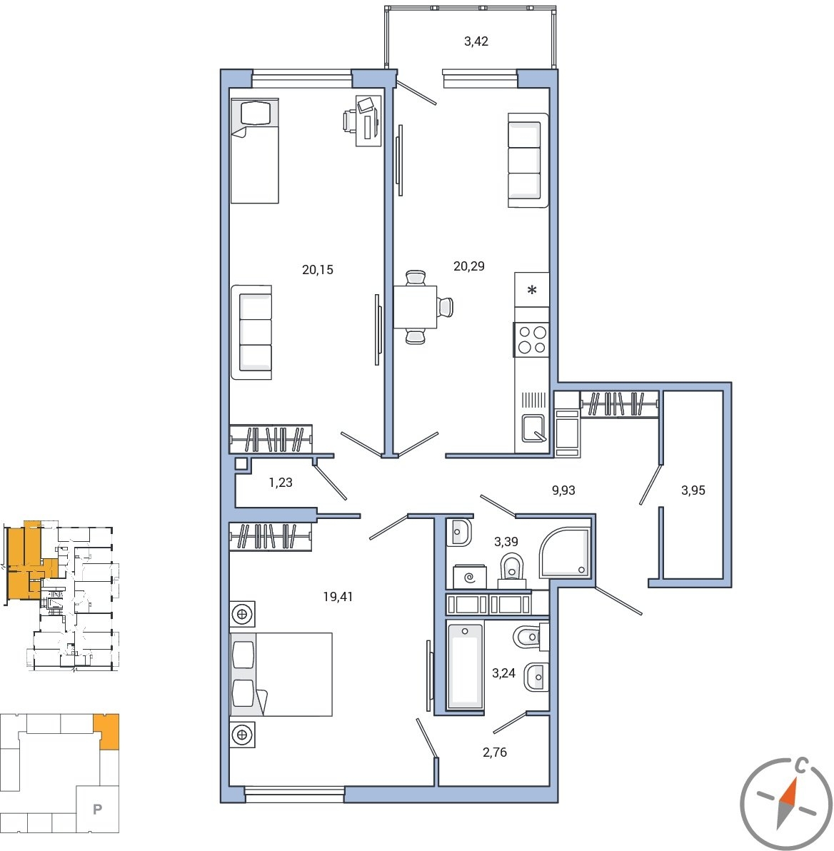 1-комнатная квартира (Студия) с отделкой в ЖК Жилой район ALIA на 4 этаже в 1 секции. Сдача в 1 кв. 2022 г.