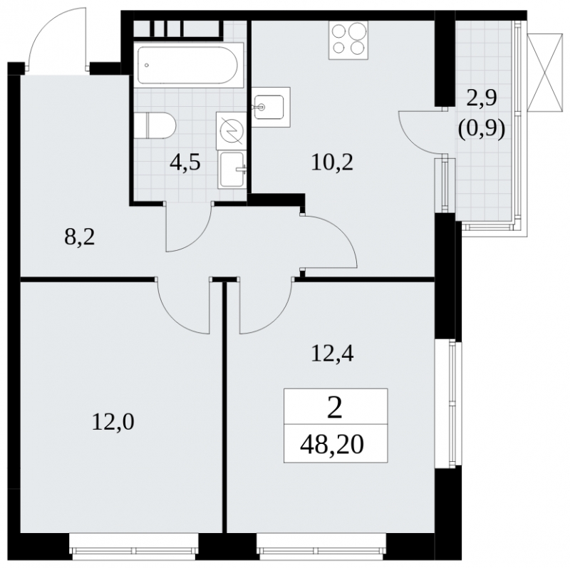 3-комнатная квартира в ЖК Жилой район ALIA на 10 этаже в 1 секции. Сдача в 3 кв. 2021 г.