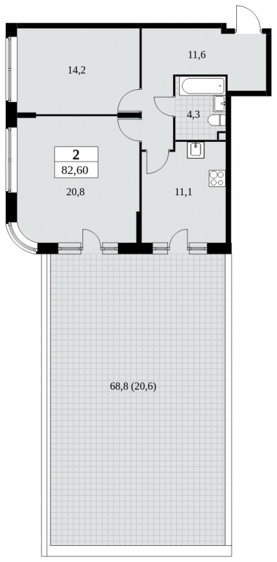 4-комнатная квартира в ЖК Прокшино на 2 этаже в 3 секции. Сдача в 1 кв. 2025 г.
