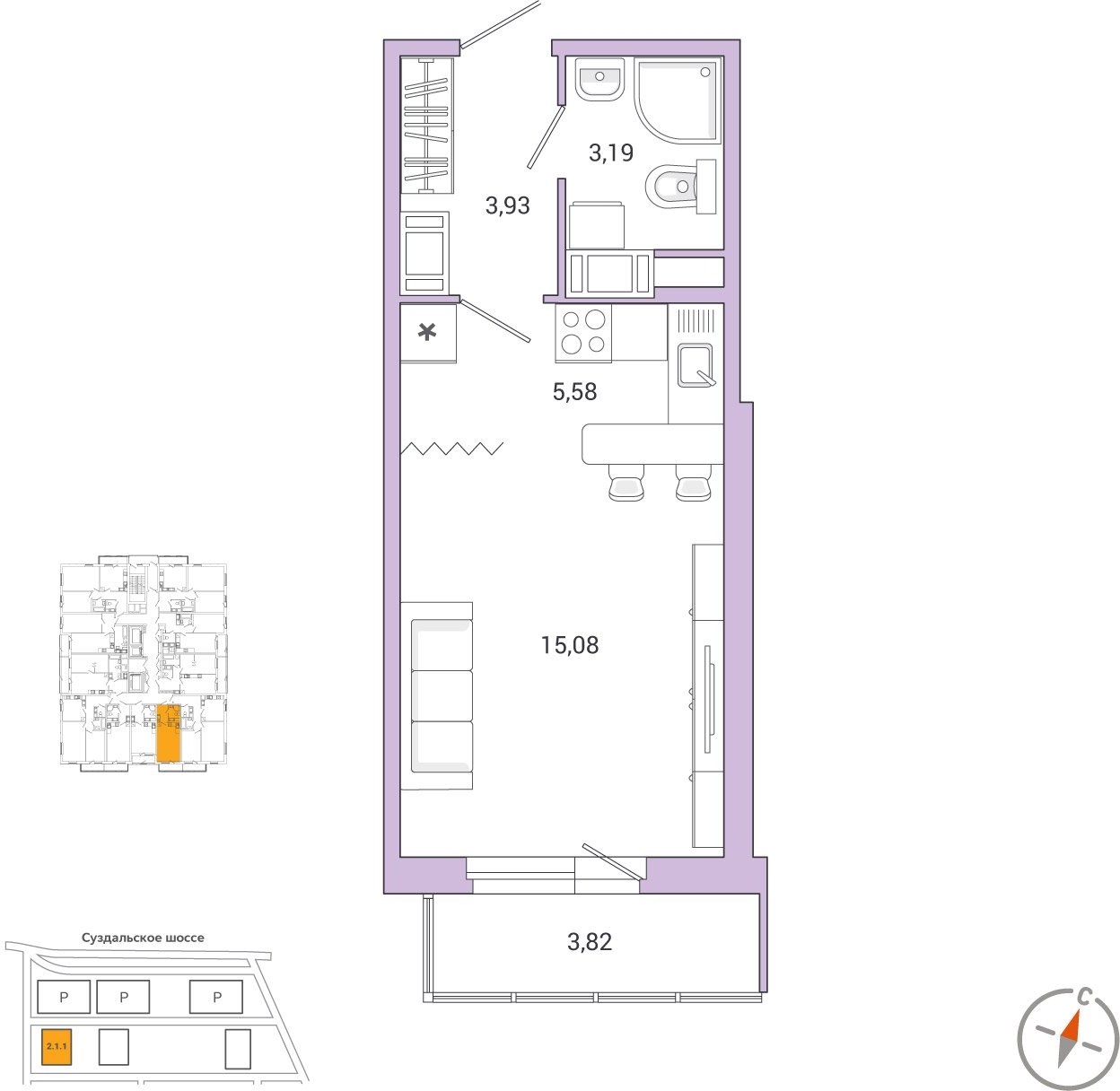 1-комнатная квартира с отделкой в ЖК Союзный на 21 этаже в 3 секции. Дом сдан.