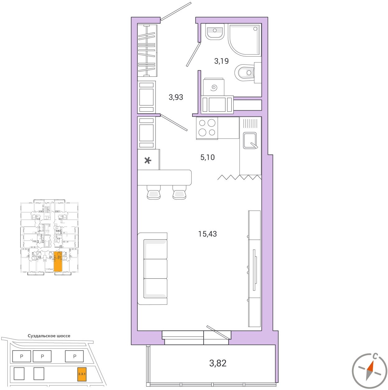 1-комнатная квартира в ЖК Союзный на 23 этаже в 3 секции. Дом сдан.