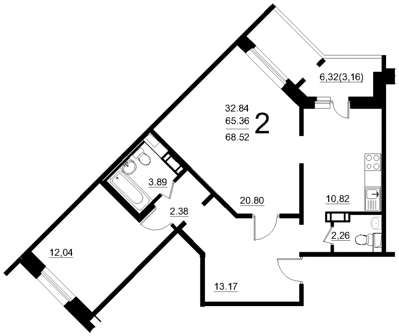 1-комнатная квартира (Студия) с отделкой в ЖК Сиреневый Парк на 6 этаже в 8 секции. Сдача в 1 кв. 2024 г.