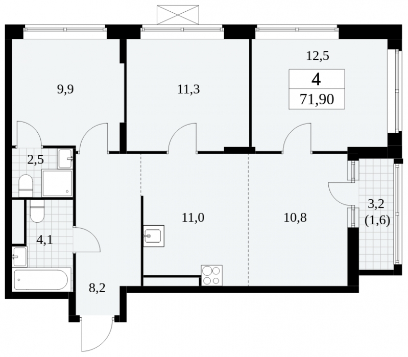 1-комнатная квартира (Студия) в ЖК Сиреневый Парк на 8 этаже в 1 секции. Сдача в 1 кв. 2024 г.