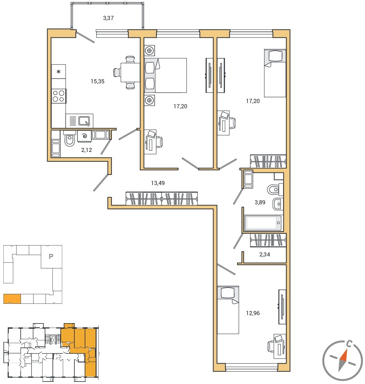 1-комнатная квартира в ЖК Сиреневый Парк на 18 этаже в 1 секции. Сдача в 1 кв. 2024 г.