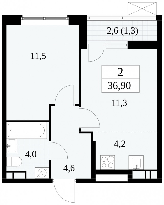 2-комнатная квартира в ЖК Котельнические высотки на 11 этаже в 3 секции. Сдача в 1 кв. 2019 г.
