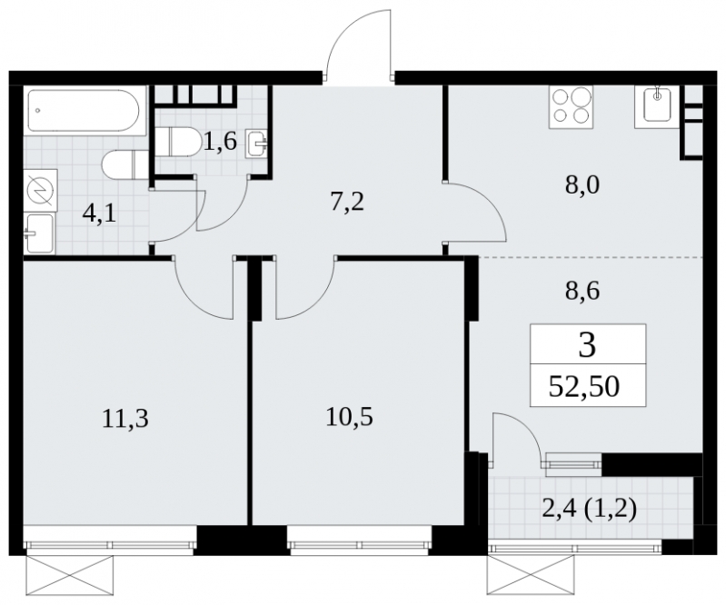 2-комнатная квартира в ЖК Котельнические высотки на 13 этаже в 3 секции. Сдача в 1 кв. 2019 г.