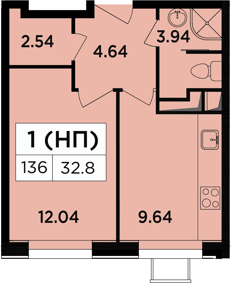 2-комнатная квартира в ЖК Маяк на 24 этаже в 1 секции. Сдача в 2 кв. 2017 г.
