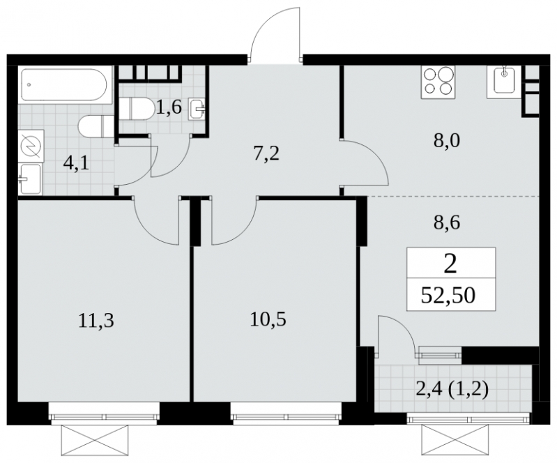 1-комнатная квартира (Студия) в ЖК Сиреневый Парк на 7 этаже в 6 секции. Сдача в 1 кв. 2024 г.