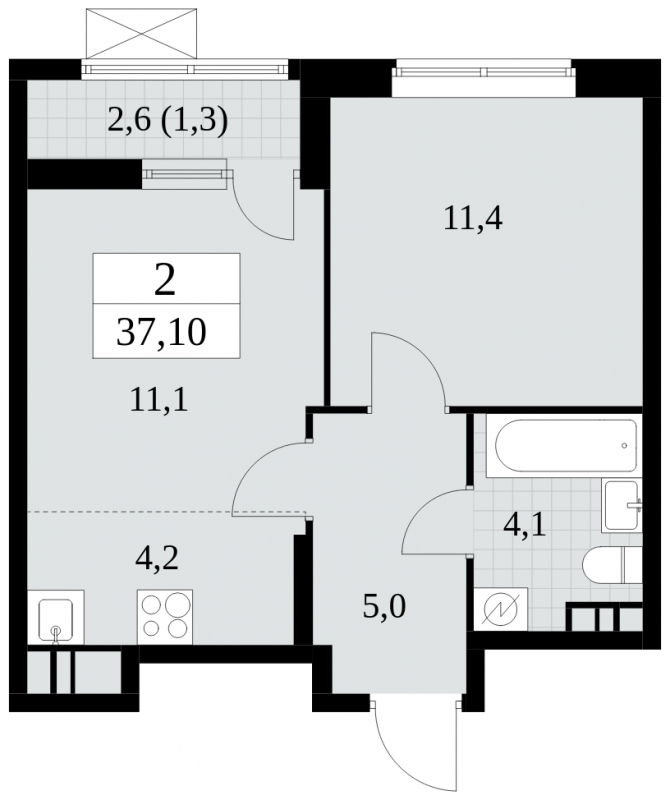 2-комнатная квартира в ЖК Сиреневый Парк на 15 этаже в 7 секции. Сдача в 1 кв. 2024 г.