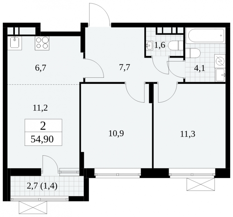 1-комнатная квартира в ЖК Сиреневый Парк на 14 этаже в 1 секции. Сдача в 1 кв. 2024 г.
