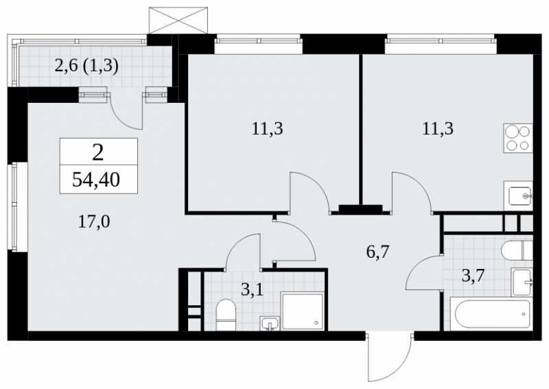 1-комнатная квартира в ЖК Сиреневый Парк на 18 этаже в 1 секции. Сдача в 1 кв. 2024 г.